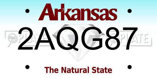 2AQG87 Arkansas License Plate
