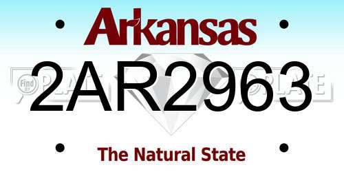 2AR2963 Arkansas License Plate