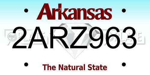 2ARZ963 Arkansas License Plate