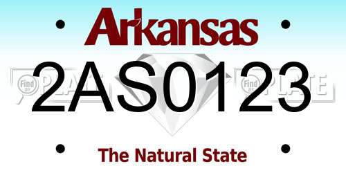 2AS0123 Arkansas License Plate