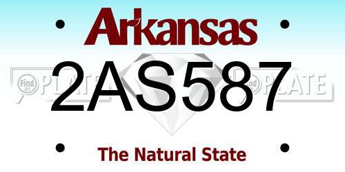 2AS587 Arkansas License Plate