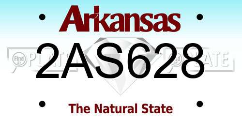 2AS628 Arkansas License Plate