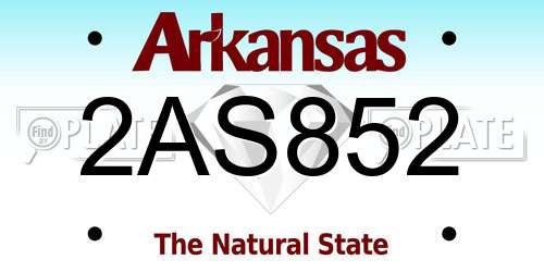 2AS852 Arkansas License Plate