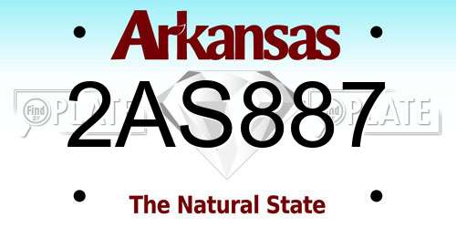 2AS887 Arkansas License Plate
