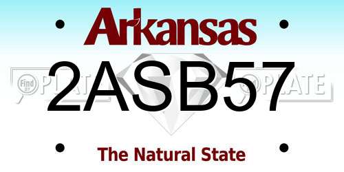 2ASB57 Arkansas License Plate