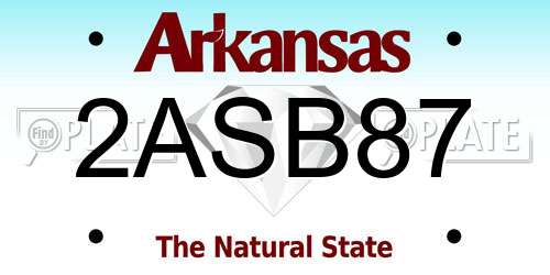 2ASB87 Arkansas License Plate