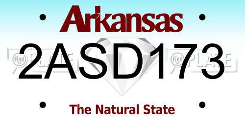 2ASD173 Arkansas License Plate