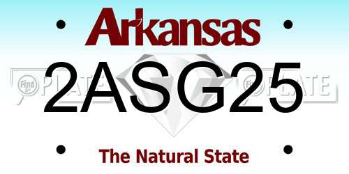 2ASG25 Arkansas License Plate