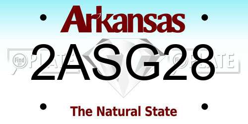2ASG28 Arkansas License Plate