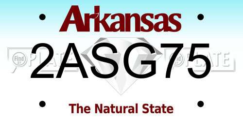 2ASG75 Arkansas License Plate