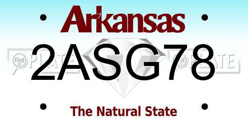 2ASG78 Arkansas License Plate
