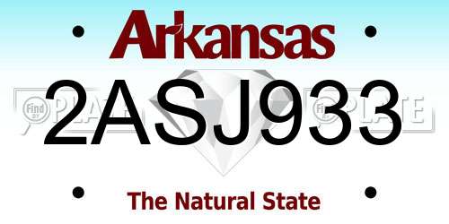 2ASJ933 Arkansas License Plate