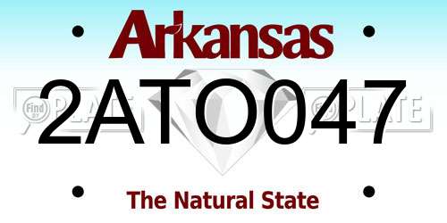 2ATO047 Arkansas License Plate