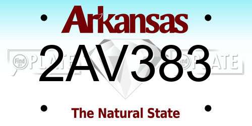 2AV383 Arkansas License Plate
