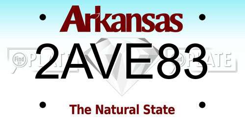 2AVE83 Arkansas License Plate