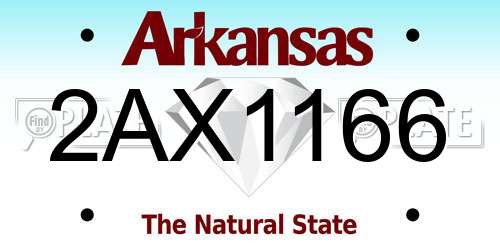 2AX1166 Arkansas License Plate