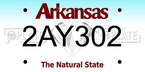 2AY302 Arkansas License Plate