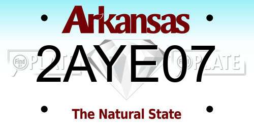 2AYE07 Arkansas License Plate