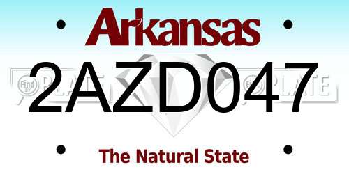 2AZD047 Arkansas License Plate