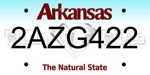 2AZG422 Arkansas License Plate
