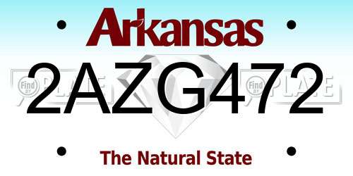 2AZG472 Arkansas License Plate