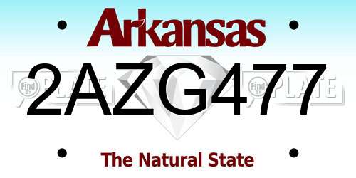2AZG477 Arkansas License Plate
