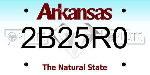 2B25R0 Arkansas License Plate