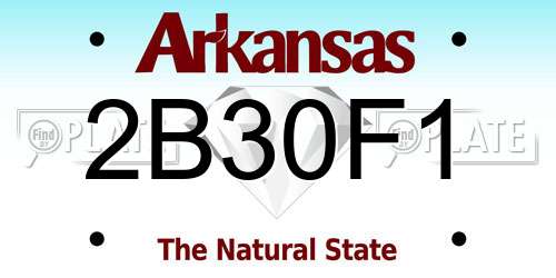 2B30F1 Arkansas License Plate
