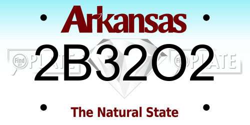 2B32O2 Arkansas License Plate
