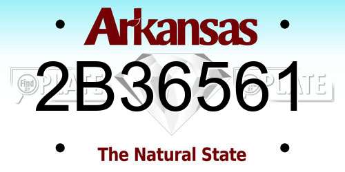 2B36561 Arkansas License Plate