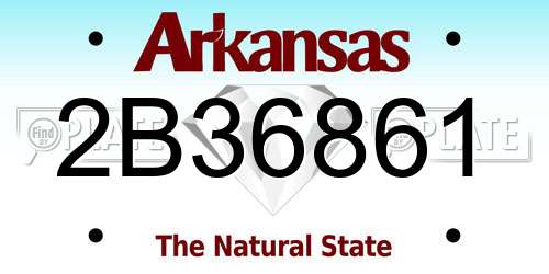 2B36861 Arkansas License Plate