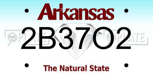 2B37O2 Arkansas License Plate