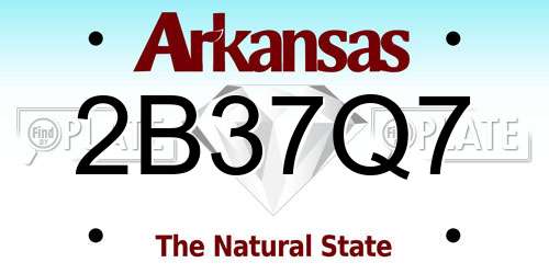 2B37Q7 Arkansas License Plate