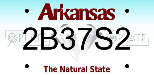 2B37S2 Arkansas License Plate