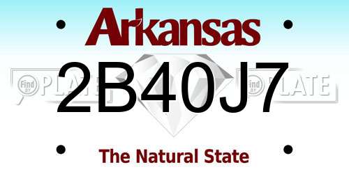 2B40J7 Arkansas License Plate