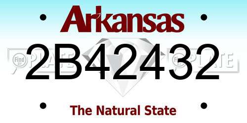 2B42432 Arkansas License Plate