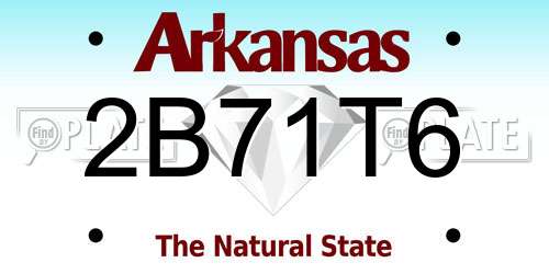2B71T6 Arkansas License Plate