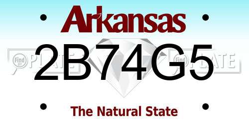 2B74G5 Arkansas License Plate