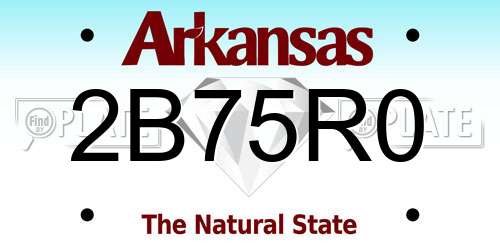 2B75R0 Arkansas License Plate