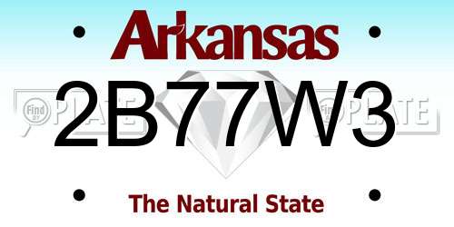 2B77W3 Arkansas License Plate
