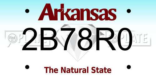 2B78R0 Arkansas License Plate