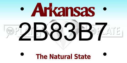 2B83B7 Arkansas License Plate
