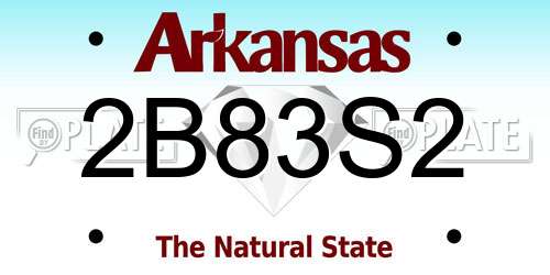 2B83S2 Arkansas License Plate