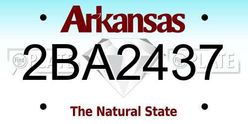 2BA2437 Arkansas License Plate