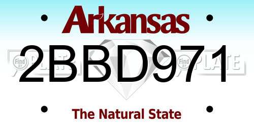 2BBD971 Arkansas License Plate