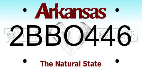 2BBO446 Arkansas License Plate