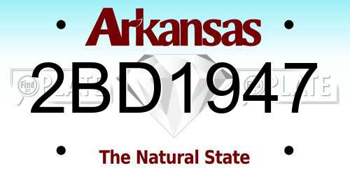 2BD1947 Arkansas License Plate