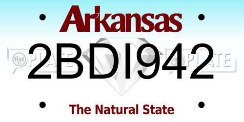 2BDI942 Arkansas License Plate