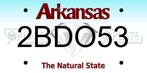 2BDO53 Arkansas License Plate