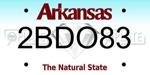 2BDO83 Arkansas License Plate